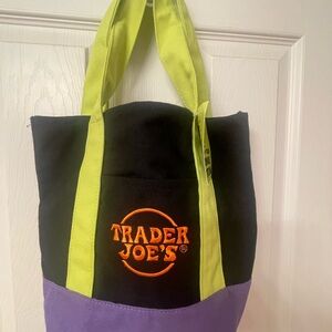 Trader Joe’s Black and Purple Canvas Tote Bag
